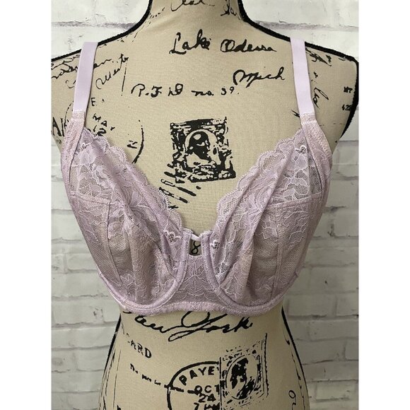 NATORI Size 38D Statement Full Fit Bra Purple Lace Unlined Underwire 746211 - Picture 1 of 7